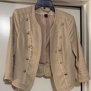 White House Black Market Beige Blazer with Button Accents
